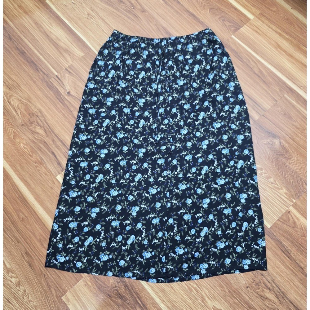 Vtg 90s‎ Bentley Midi Skirt Womens Large Fairy Y2k 90s Black Blue Floral Whimsy